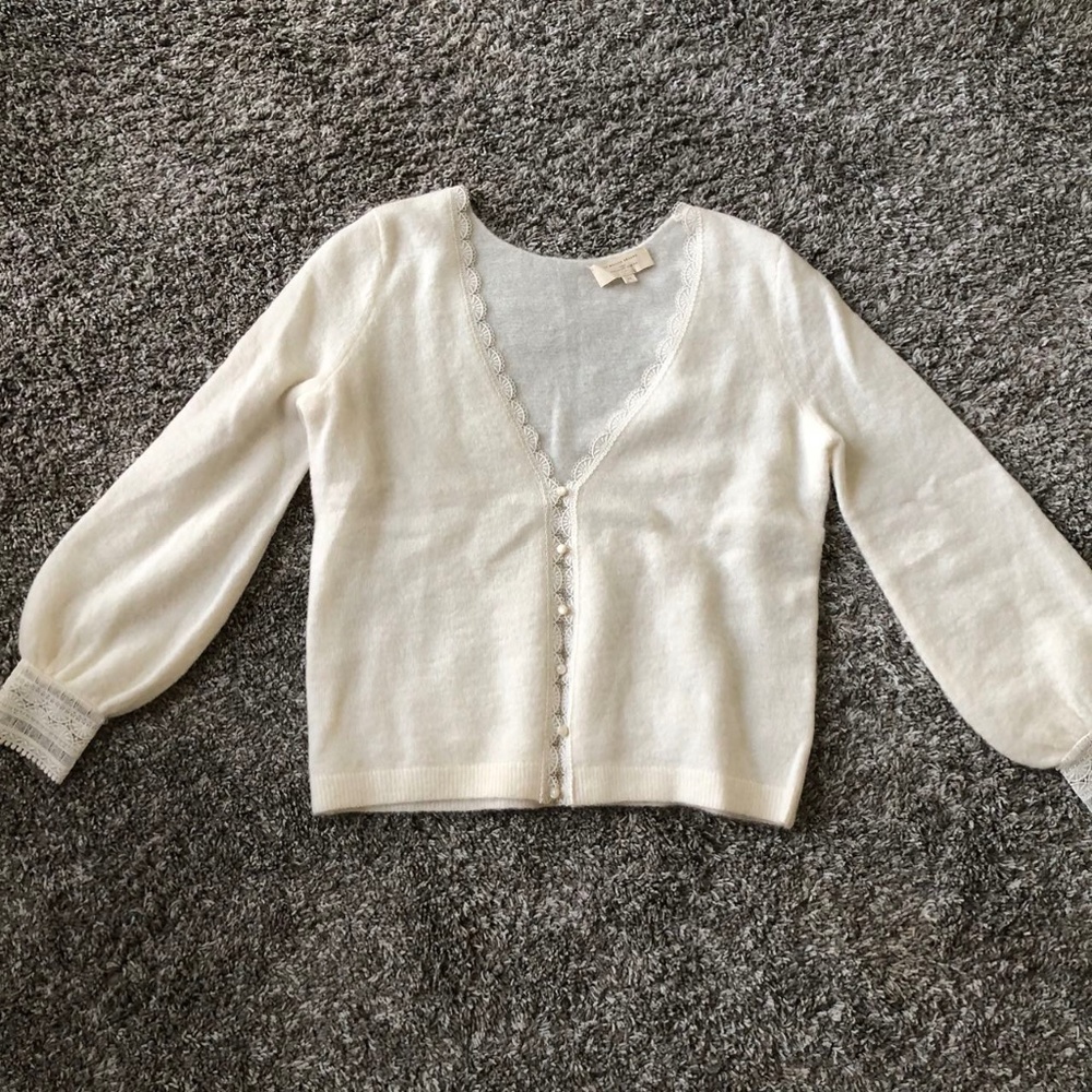 SEZANE Melina Cardigan Ecru Sz Small - Picture 5 of 9